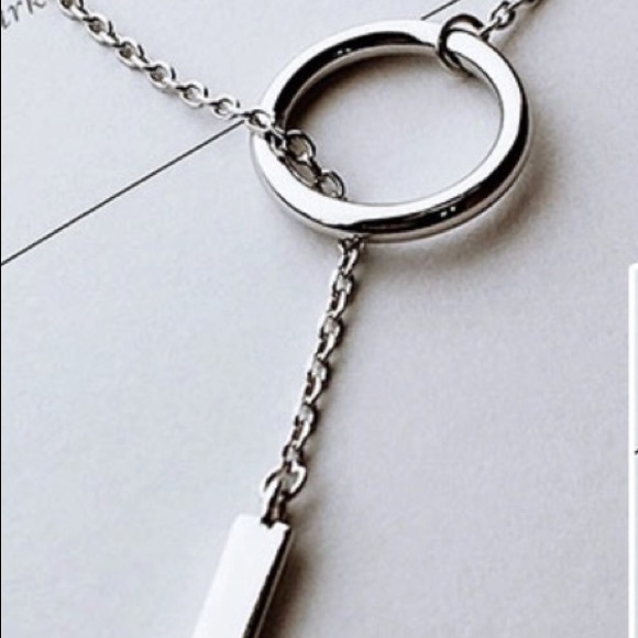 🐣 (925) OPEN CIRLCE BAR LARIAT NECKLACE - Picture 6 of 6